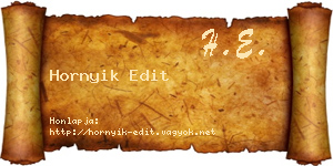 Hornyik Edit névjegykártya